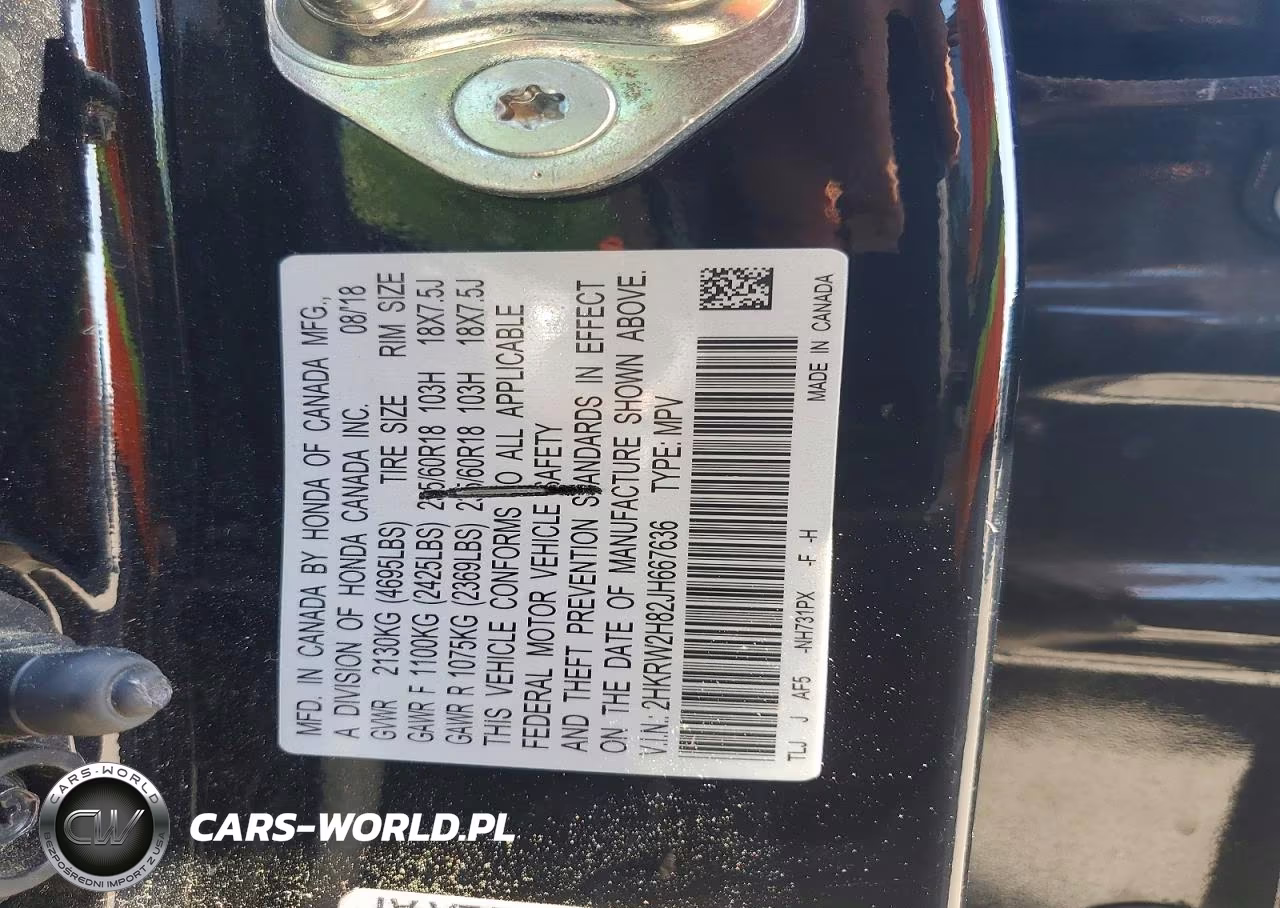 2018 Honda Cr-V Exl VIN:2HKRW2H82JH667636 - 13