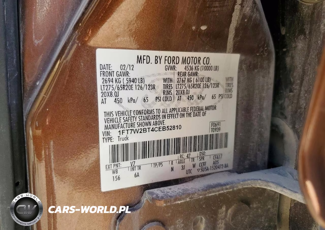 2012 Ford F250 Super Duty VIN:1FT7W2BT4CEB52810 - 12