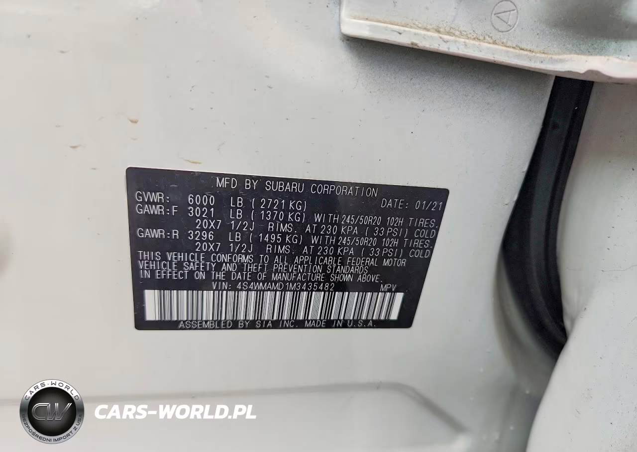 2021 Subaru Ascent Limited VIN:4S4WMAMD1M3435482 - 13