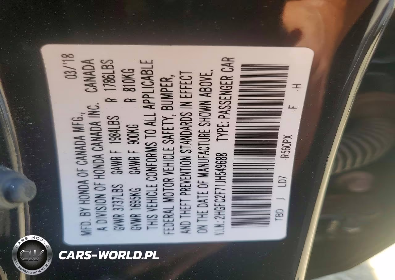2018 Honda Civic VIN:2HGFC2F71JH549688 - 13