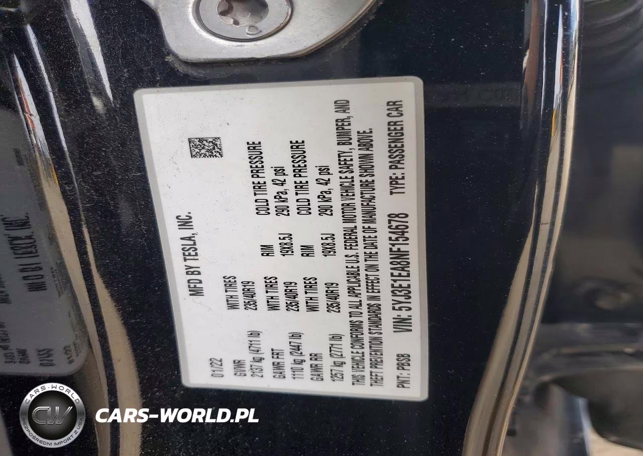 2022 Tesla Model 3 VIN:5YJ3E1EA8NF154678 - 12
