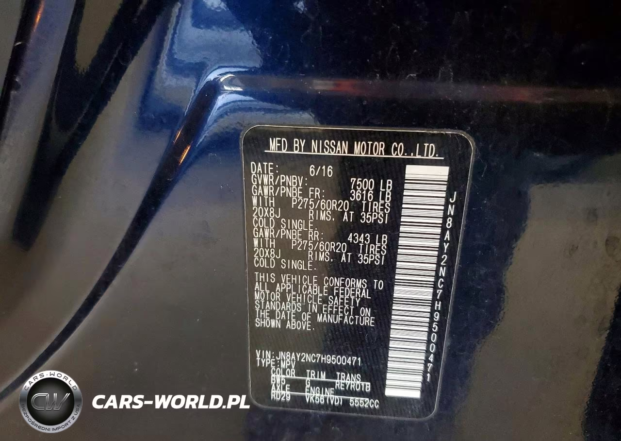 2017 Nissan Armada Sl VIN:JN8AY2NC7H9500471 - 13