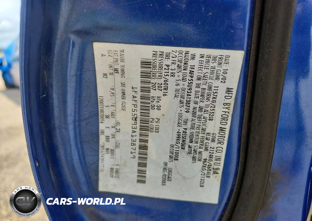 2003 Ford Taurus Ses VIN:1FAFP55U93A138719 - 12