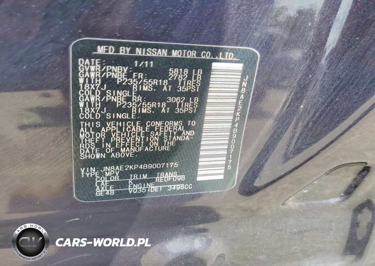 2011 NISSAN QUEST S VIN:JN8AE2KP4B9007175 - 13