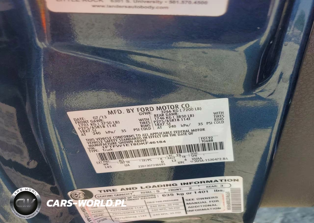 2013 Ford F150 Supercrew VIN:1FTFW1ET8DKF46184 - 12
