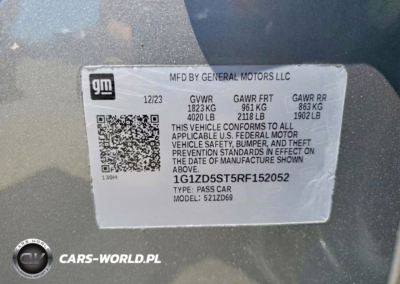 2024 Chevrolet Malibu Lt VIN:1G1ZD5ST5RF152052 - 12