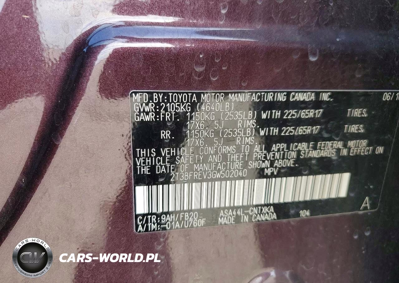 2016 Toyota Rav4 Le VIN:2T3BFREV3GW502040 - 14