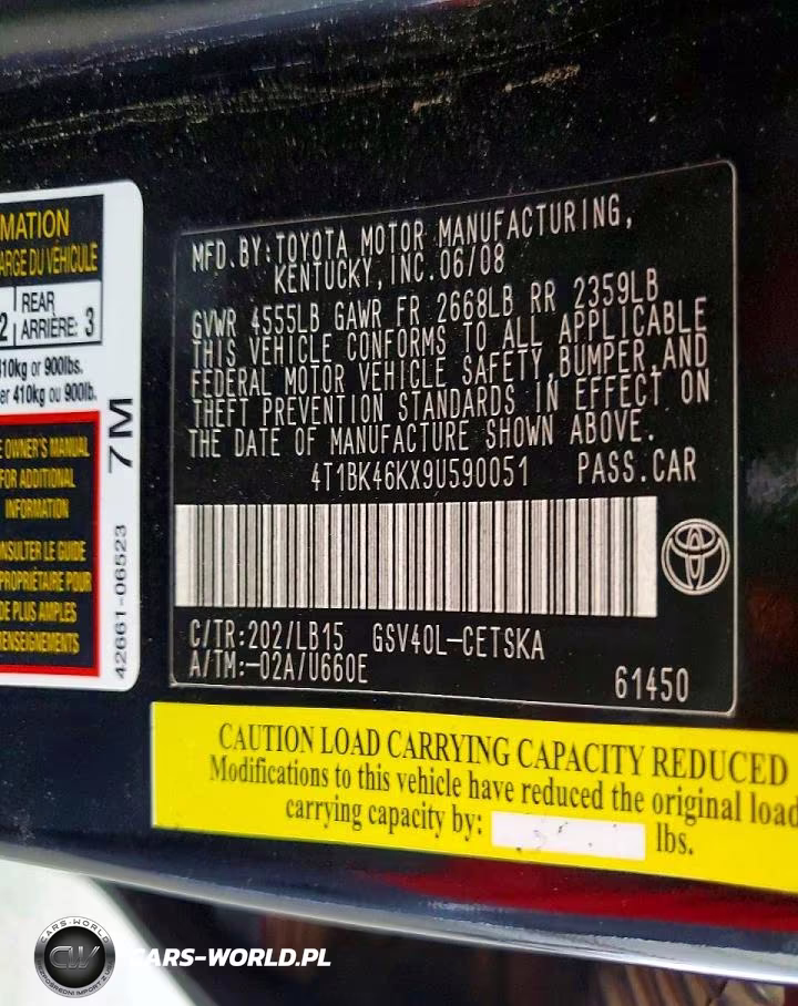 2009 Toyota Camry Se V6 VIN:4T1BK46KX9U590051 - 12