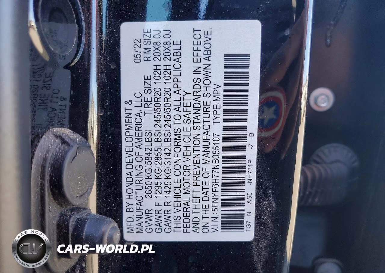 2022 Honda Pilot Black VIN:5FNYF6H77NB055107 - 13