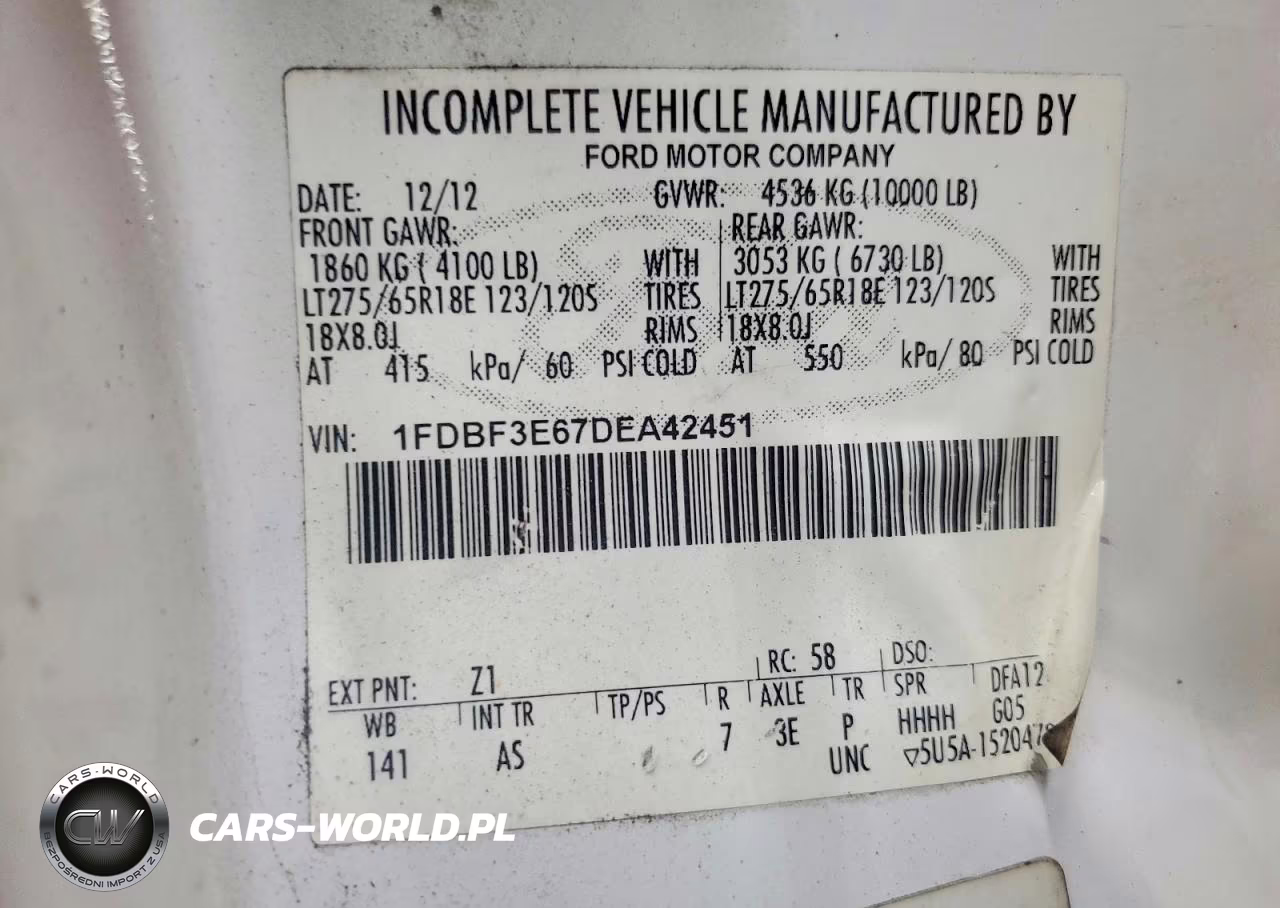 2013 Ford F350 Super Duty VIN:1FDBF3E67DEA42451 - 12