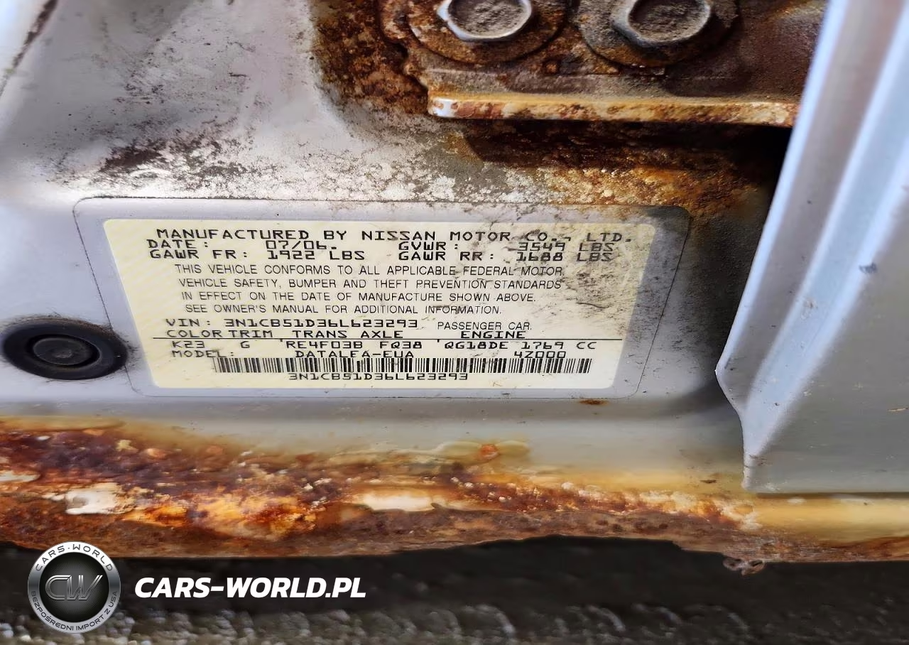 2006 Nissan Sentra 1.8 VIN:3N1CB51D36L623293 - 12