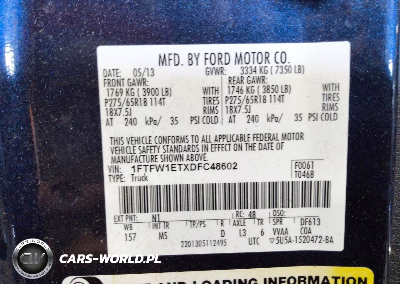 2013 Ford F150 Supercrew VIN:1FTFW1ETXDFC48602 - 12
