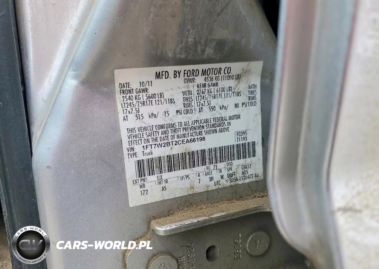 2012 Ford F250 Super Duty VIN:1FT7W2BT2CEA66198 - 12