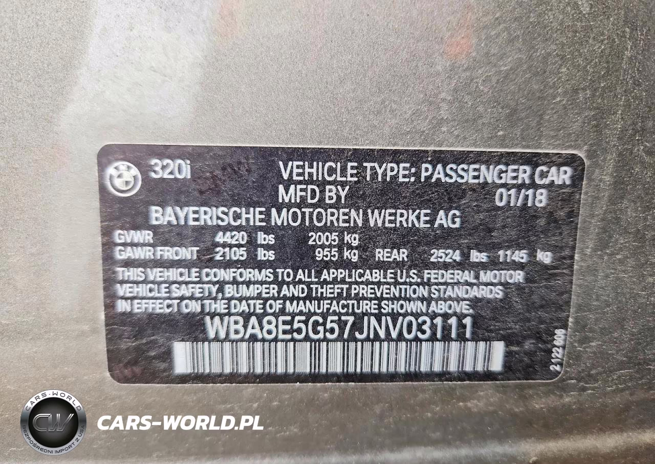 2018 BMW 320 Xi VIN:WBA8E5G57JNV03111 - 13