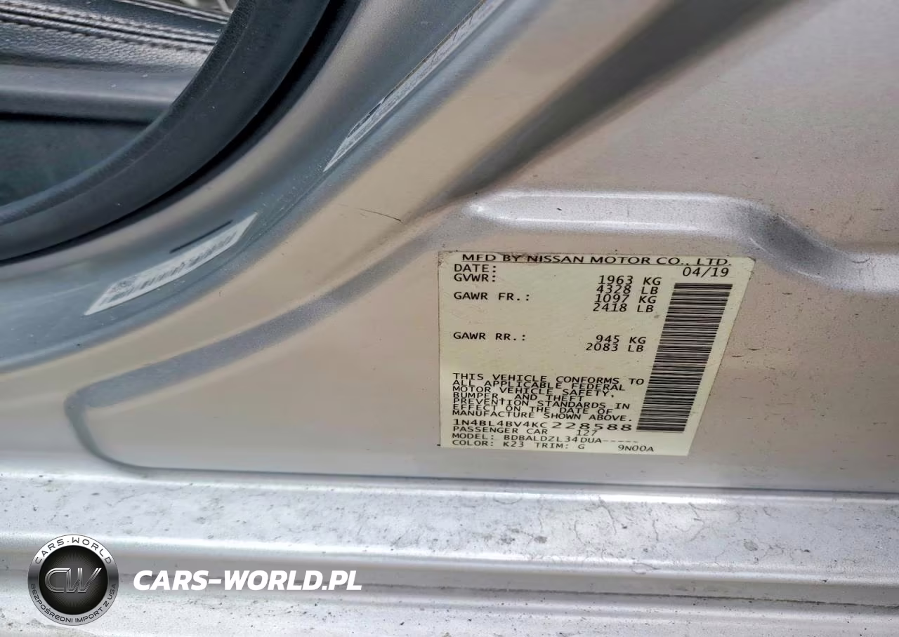 2019 NISSAN ALTIMA 2.5 S VIN:1N4BL4BV4KC228588 - 12