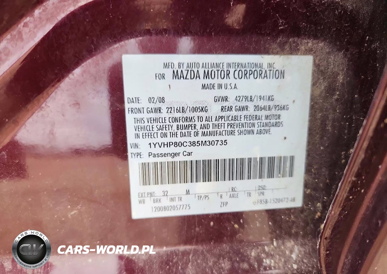 2008 Mazda 6 I VIN:1YVHP80C385M30735 - 13