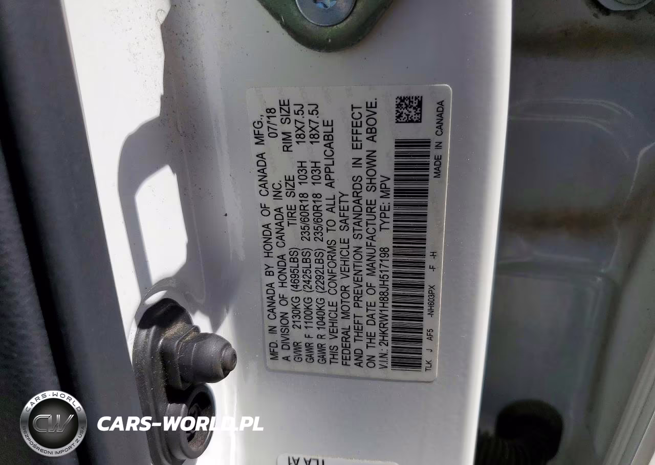 2018 Honda Cr-V Ex-L-Ex-L Navi VIN:2HKRW1H88JH517198 - 12