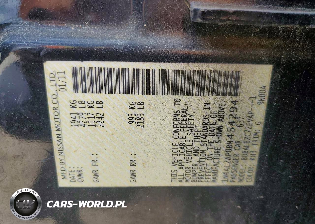 2011 Nissan Altima 2.5 VIN:1N4AL2AP0BN454294 - 12