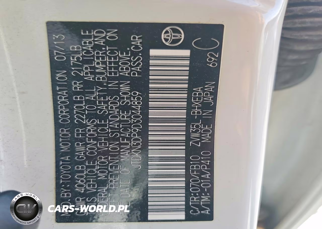 2013 Toyota Prius Plug-In Hybrid Base VIN:JTDKN3DP9D3044859 - 12