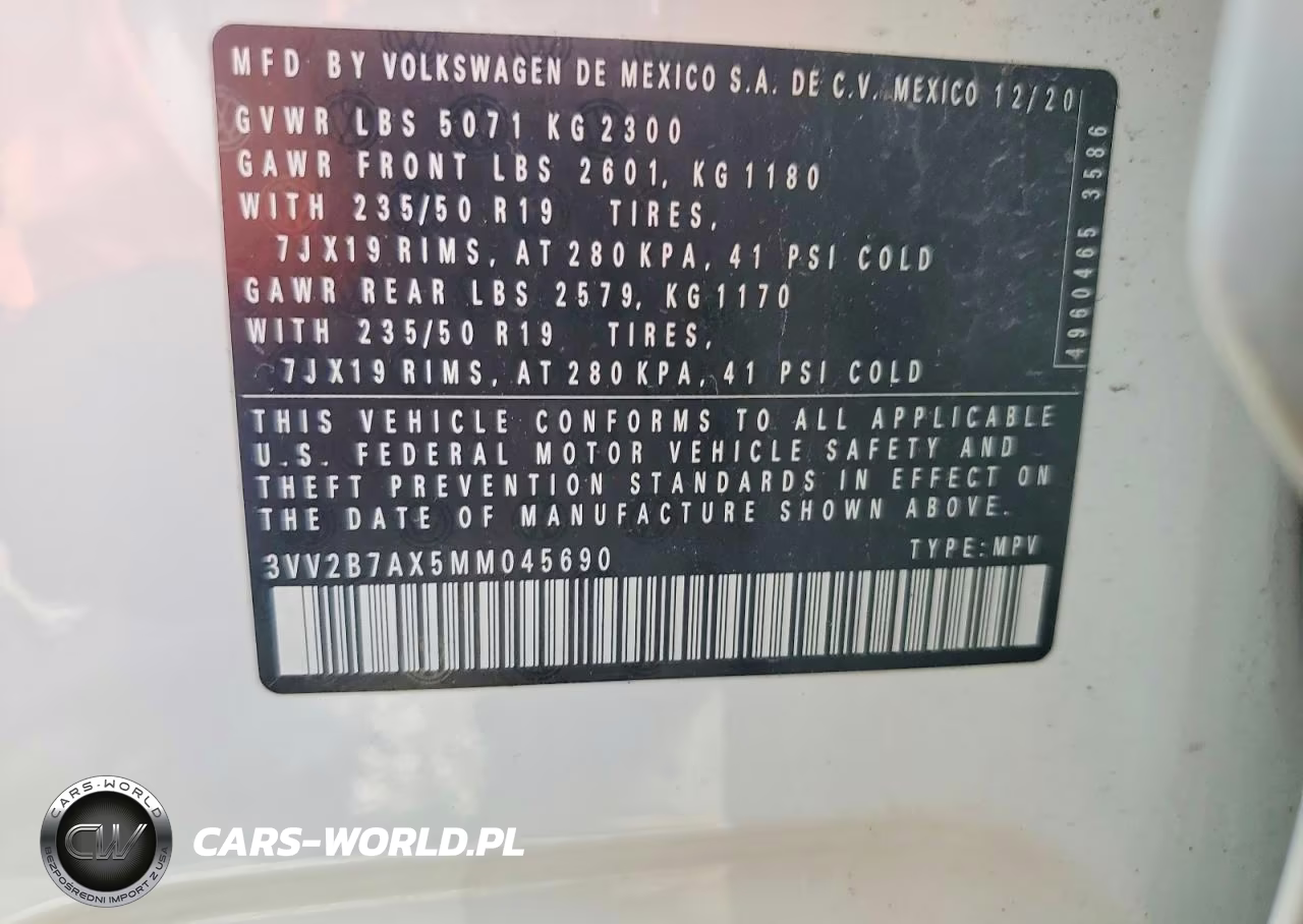 2021 Volkswagen Tiguan Se VIN:3VV2B7AX5MM045690 - 13