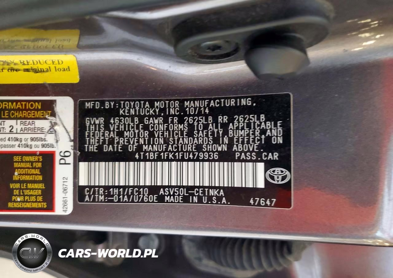 2015 Toyota Camry Le VIN:4T1BF1FK1FU479936 - 12