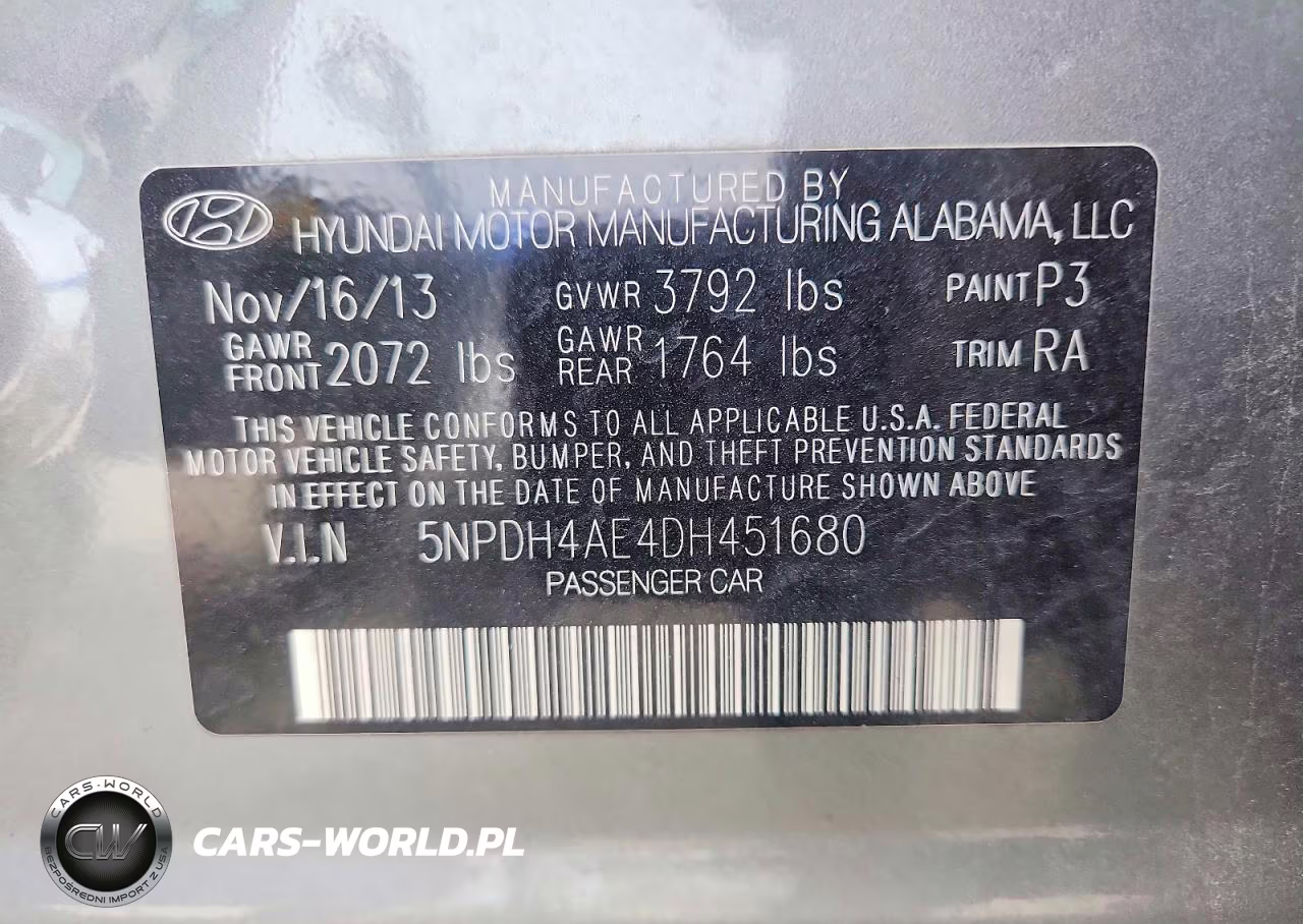 2013 Hyundai Elantra Gls VIN:5NPDH4AE4DH451680 - 12