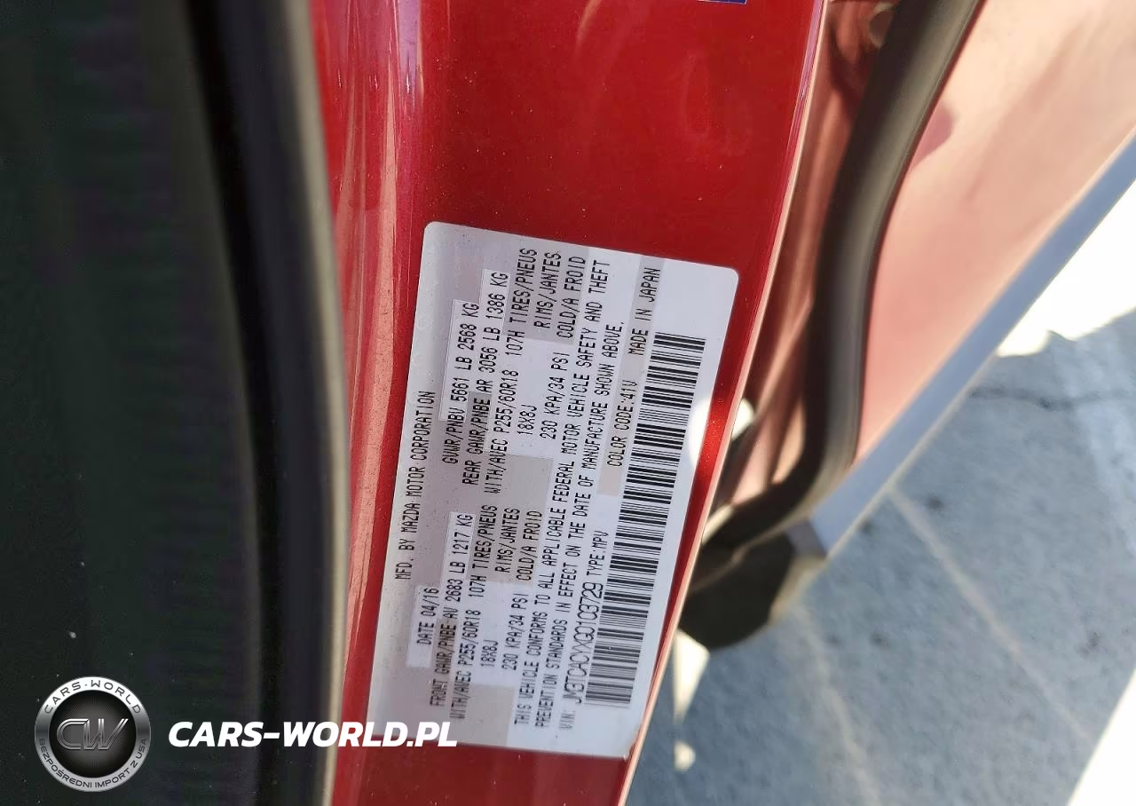 2016 Mazda Cx-9 Touring VIN:JM3TCACYXG0103729 - 12