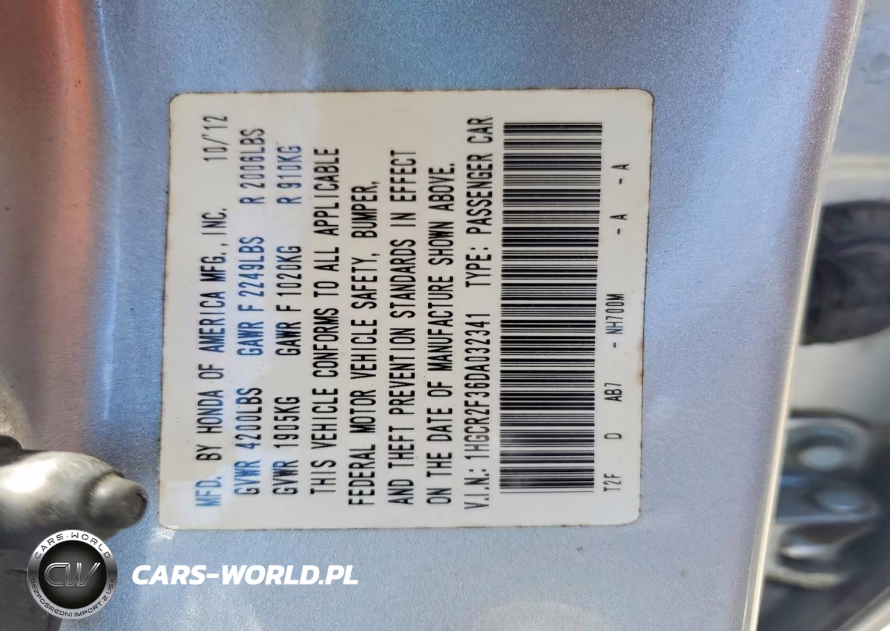 2013 Honda Accord Lx VIN:1HGCR2F36DA032341 - 12
