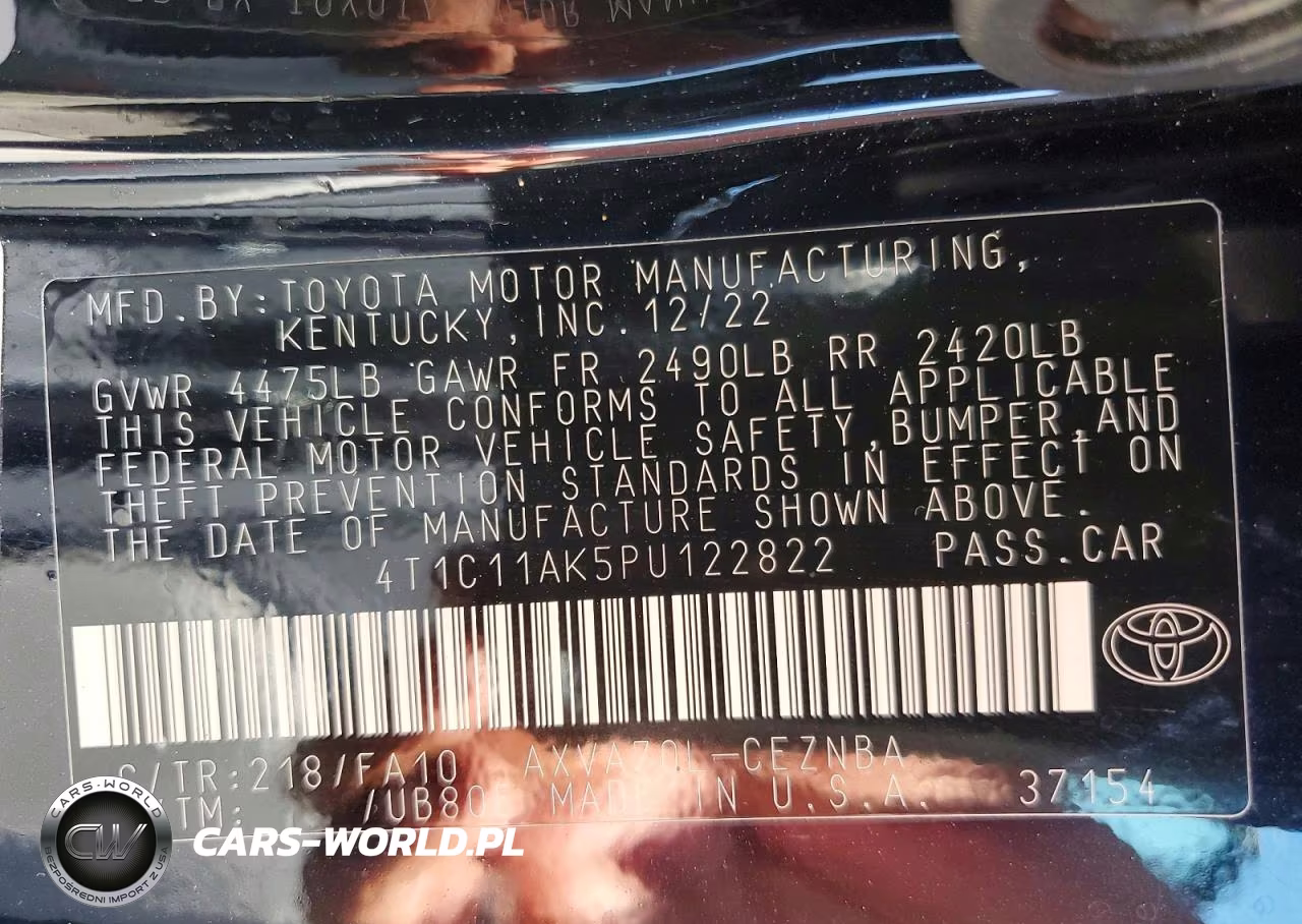 2023 Toyota Camry Le VIN:4T1C11AK5PU122822 - 12