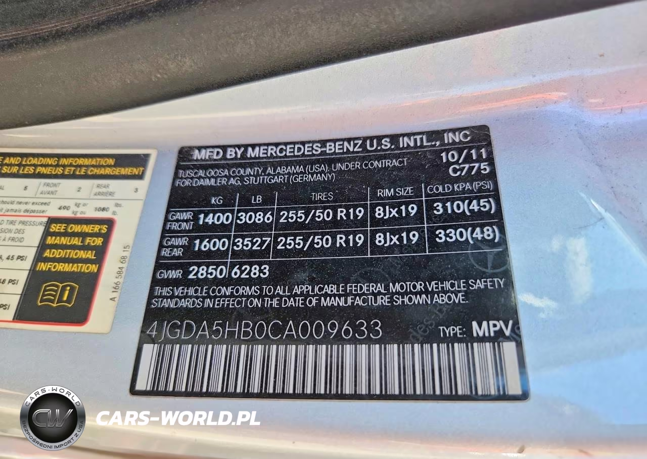 2012 Mercedes-Benz Ml 350 4Matic VIN:4JGDA5HB0CA009633 - 13