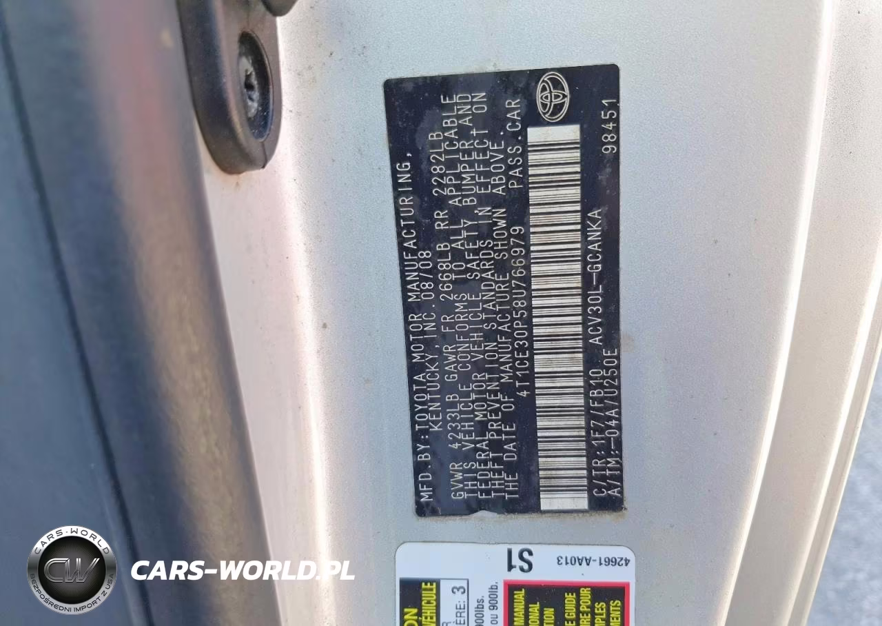 2008 Toyota Camry Solara Se VIN:4T1CE30P58U766979 - 12