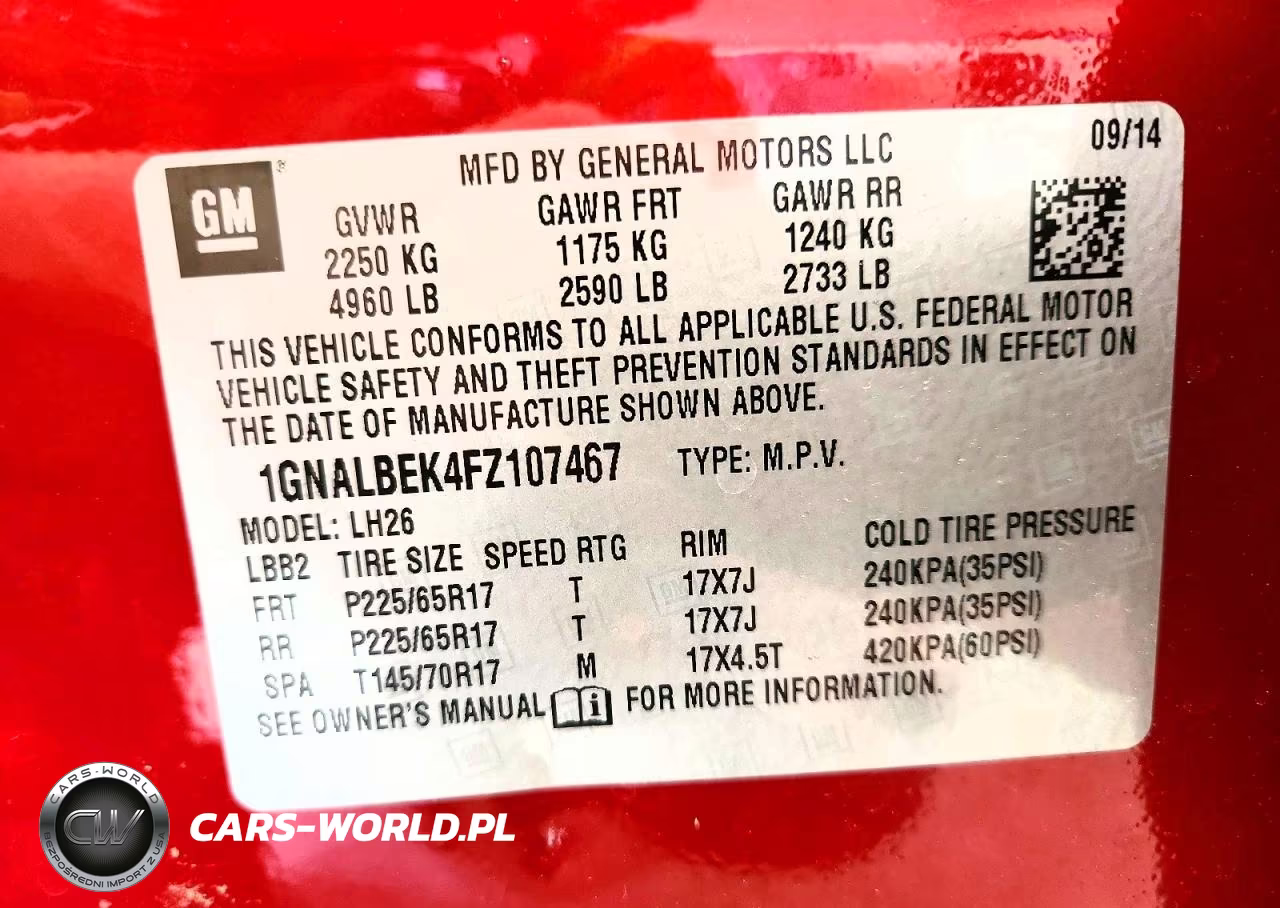 2015 Chevrolet Equinox Lt VIN:1GNALBEK4FZ107467 - 14