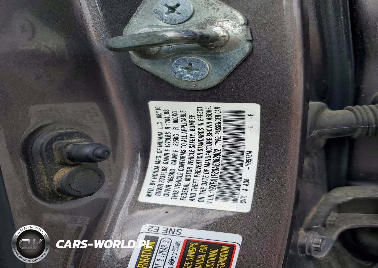 2010 Honda Civic Ex VIN:19XFA1F80AE082802 - 12