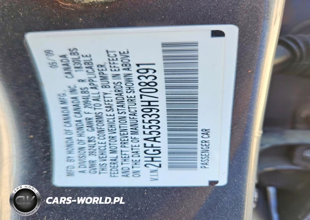 2009 Honda Civic Si VIN:2HGFA55539H708391 - 12