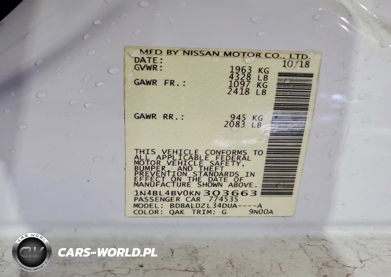 2019 Nissan Altima 4 D VIN:1N4BL4BV0KN303663 - 12
