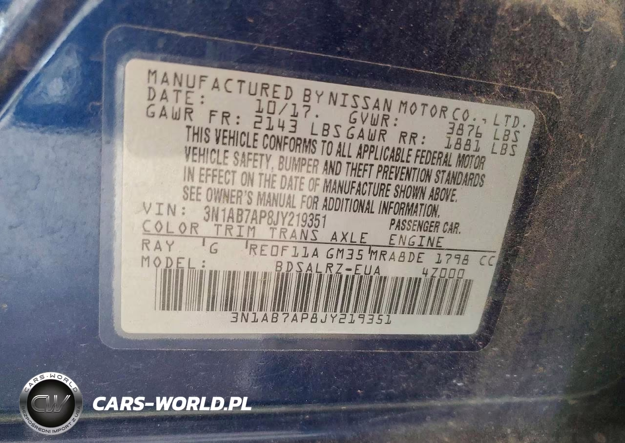 2018 Nissan Sentra Sr VIN:3N1AB7AP8JY219351 - 12