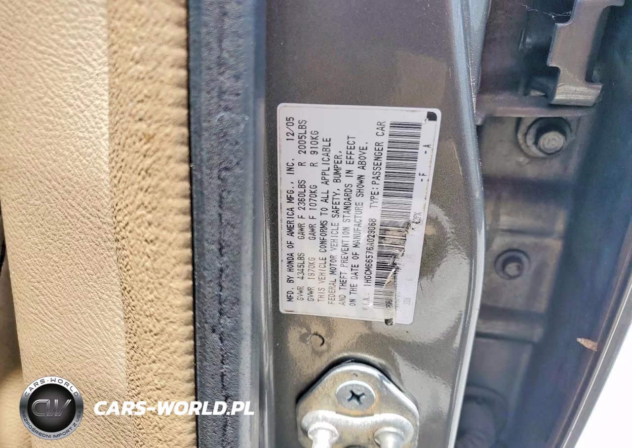 2006 Honda Accord Ex VIN:1HGCM66576A029068 - 12