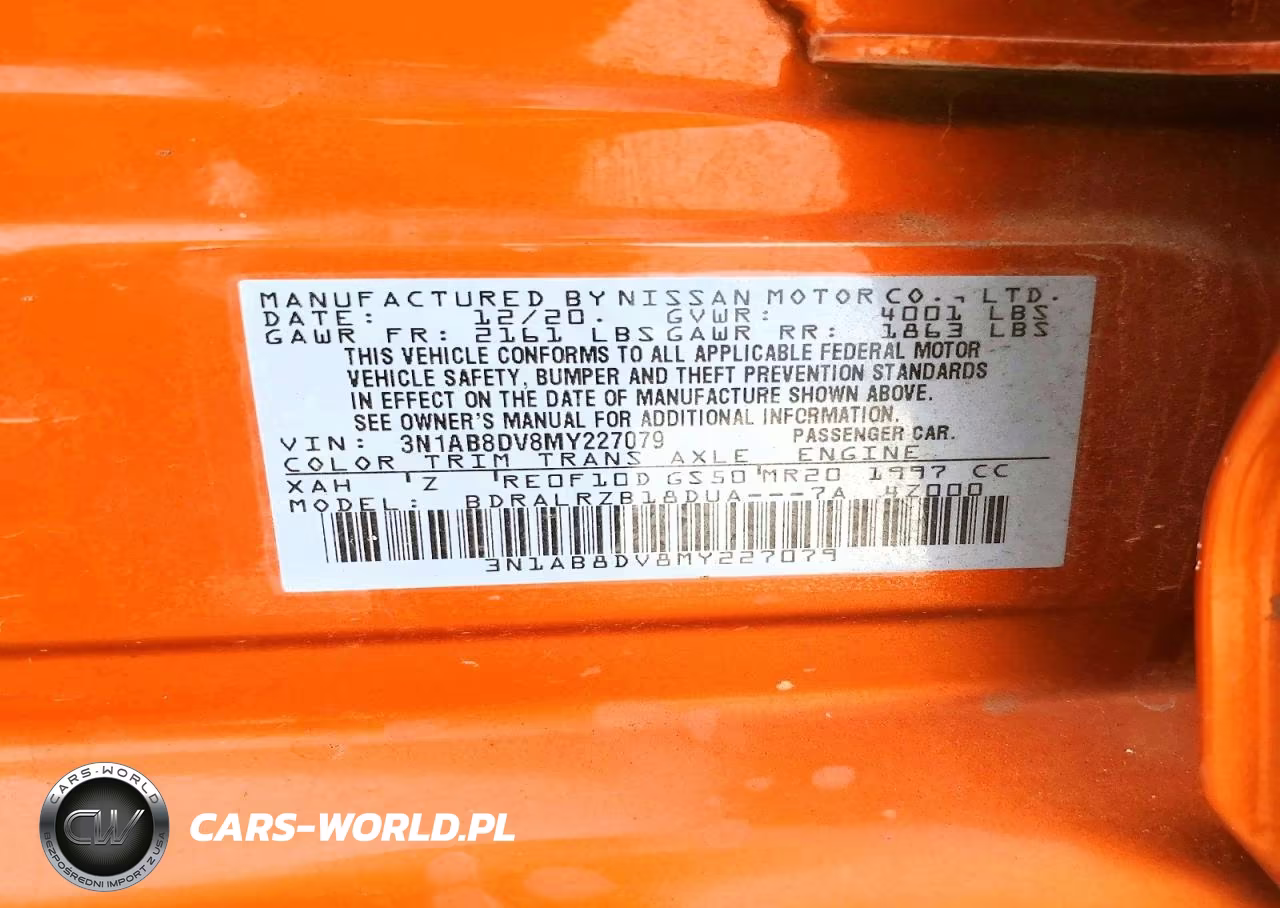 2021 Nissan Sentra Sr VIN:3N1AB8DV8MY227079 - 13