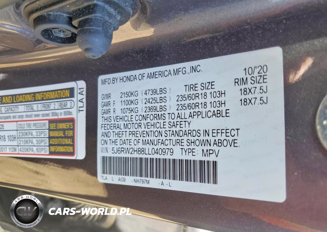 2020 Honda Cr-V Exl VIN:5J6RW2H88LL040979 - 13
