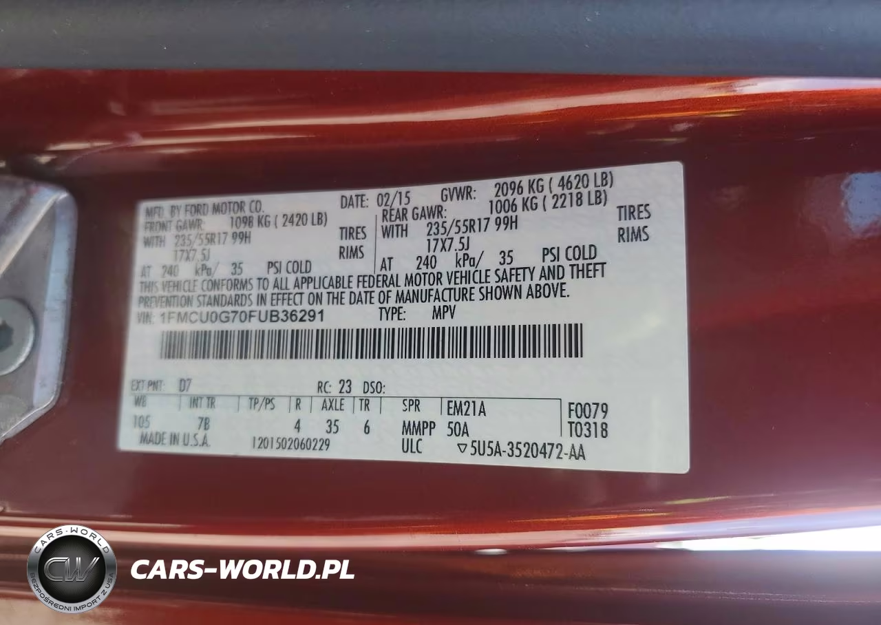 2015 Ford Escape Se VIN:1FMCU0G70FUB36291 - 14