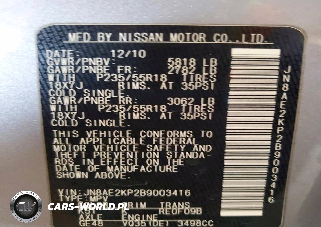 2011 Nissan Quest 3.5 S VIN:JN8AE2KP2B9003416 - 13