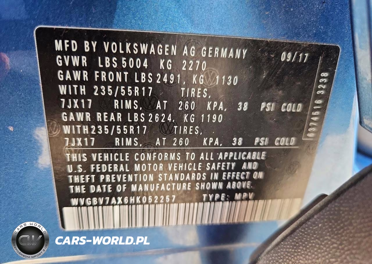 2017 Volkswagen Tiguan S VIN:WVGBV7AX6HK052257 - 13