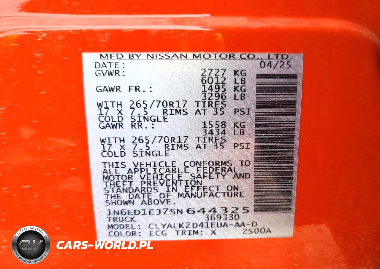 2025 Nissan Frontier Pro-X VIN:1N6ED1EJ7SN644325 - 14