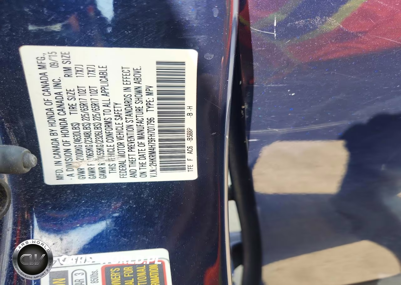 2015 Honda Cr-V Exl VIN:2HKRM4H79FH701796 - 13