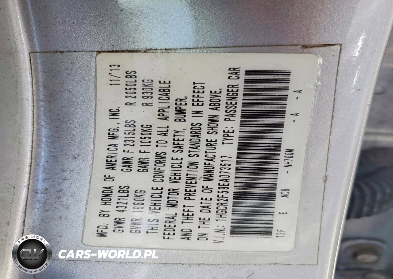 2014 Honda Accord Sport VIN:1HGCR2F59EA073517 - 12
