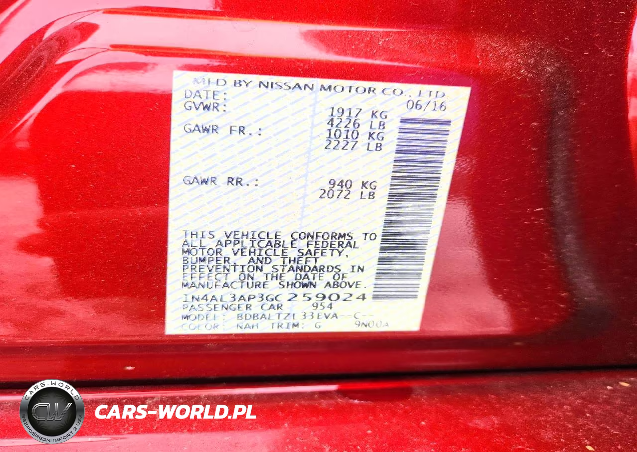 2016 NISSAN ALTIMA 2.5 VIN:1N4AL3AP3GC259024 - 12