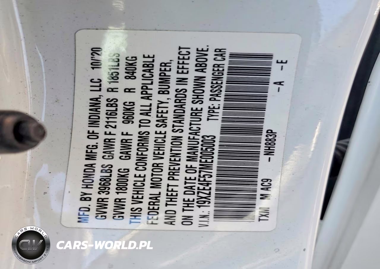2021 Honda Insight Ex VIN:19XZE4F57ME005003 - 12
