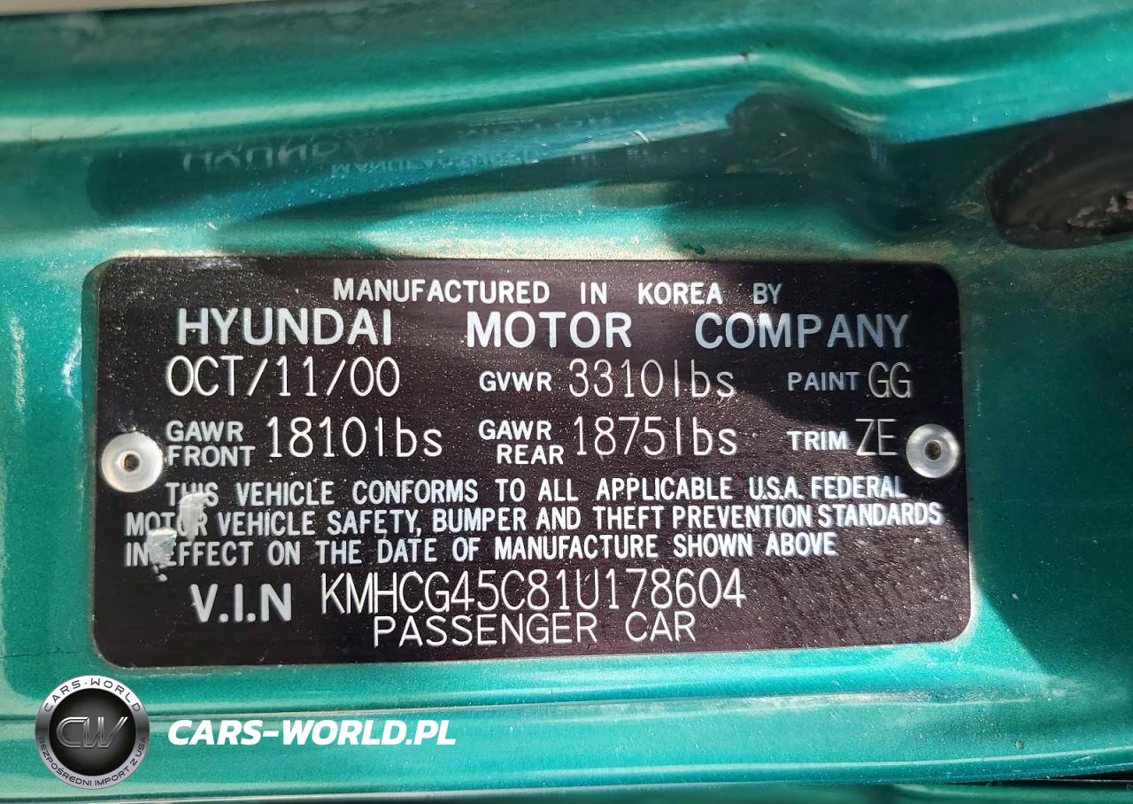 2001 Hyundai Accent Gl VIN:KMHCG45C81U178604 - 12