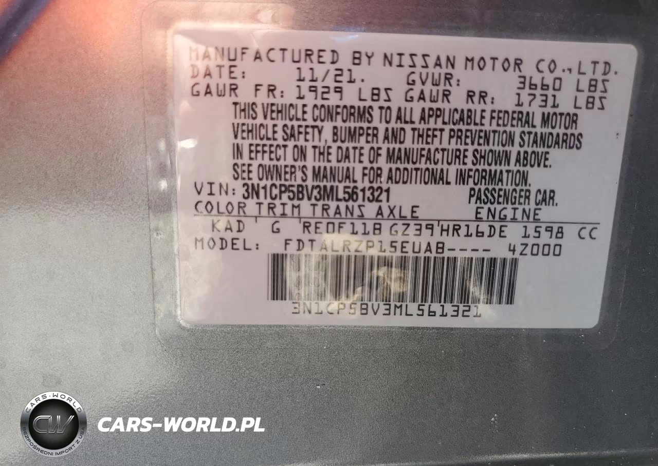 2021 Nissan Kicks S VIN:3N1CP5BV3ML561321 - 13