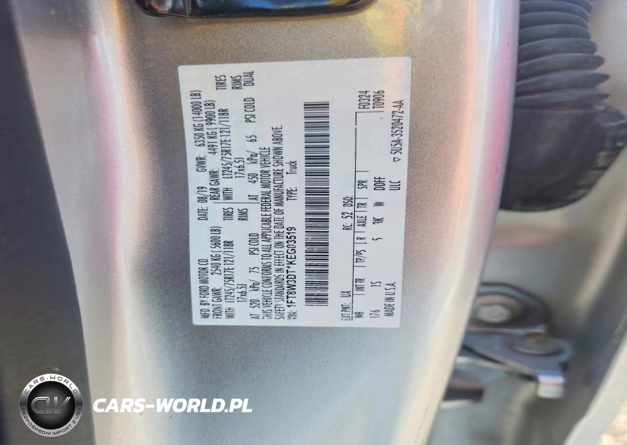 2019 Ford F350 Super Duty VIN:1FT8W3DT1KEG03519 - 12